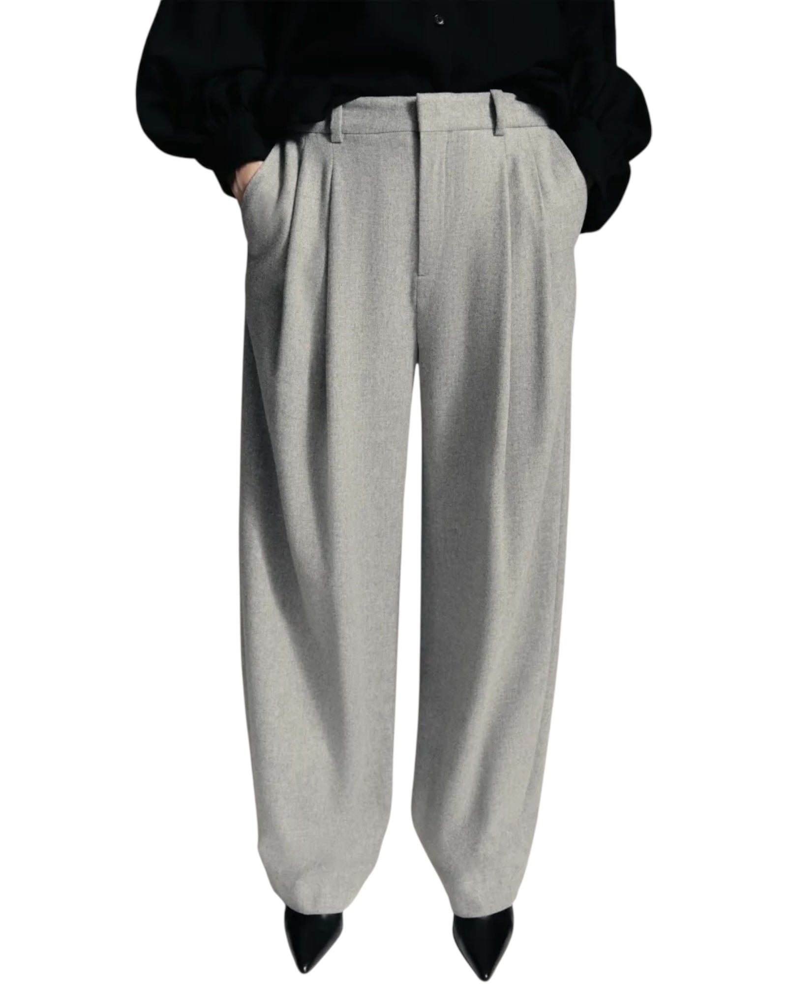 Casual πλισέ παντελόνι από φανέλα INK