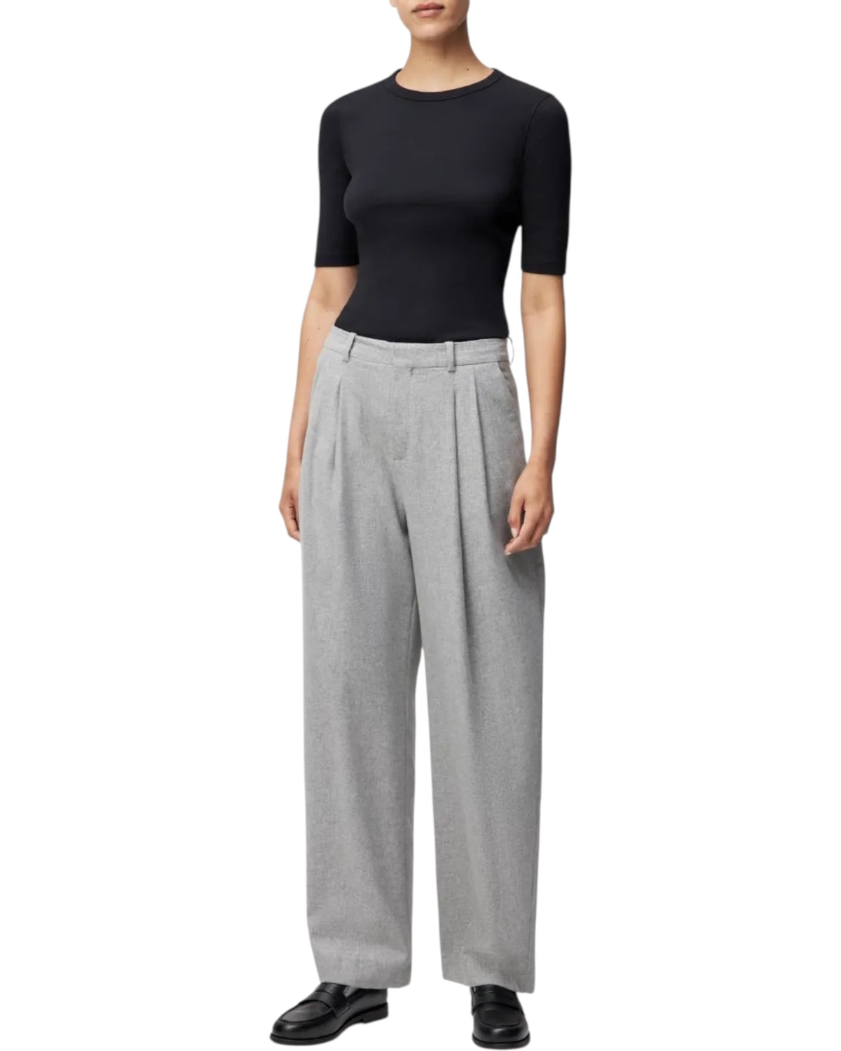 Casual πλισέ παντελόνι από φανέλα INK