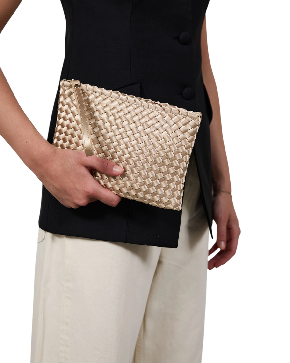 Clutch Champagne Satin Gold