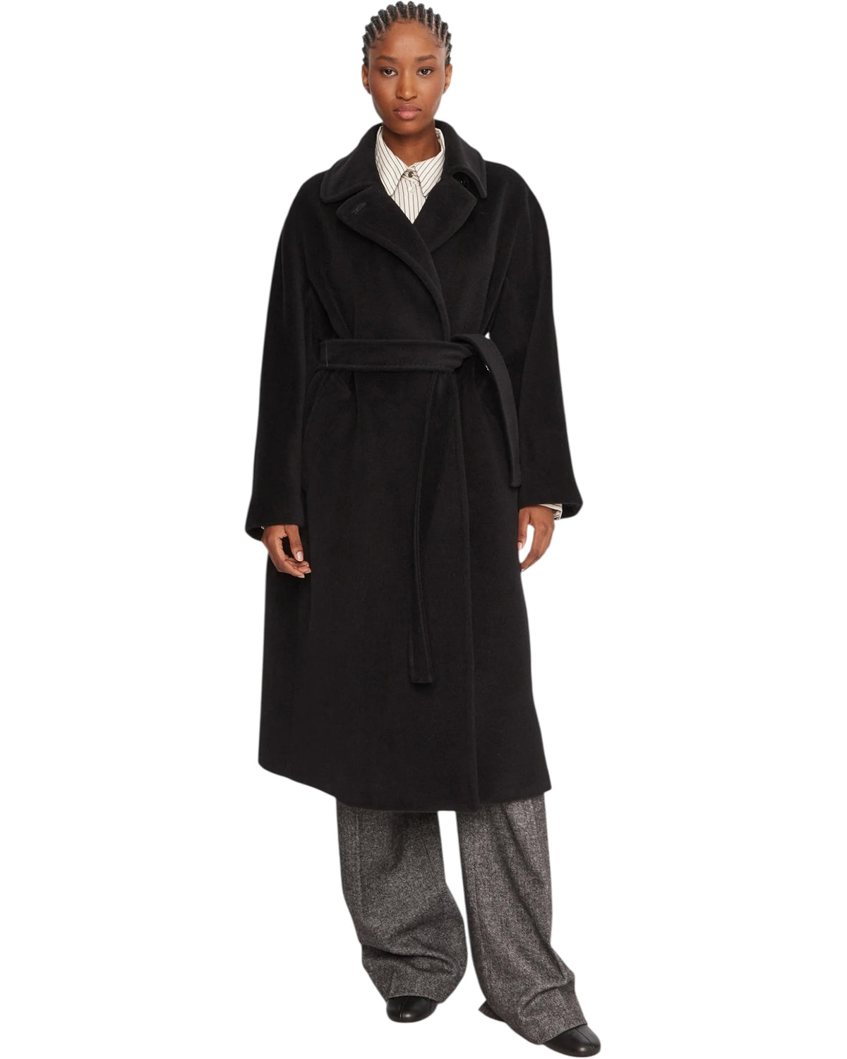 Γυναικείο μακρύ παλτό με ζώνη ENGLISH