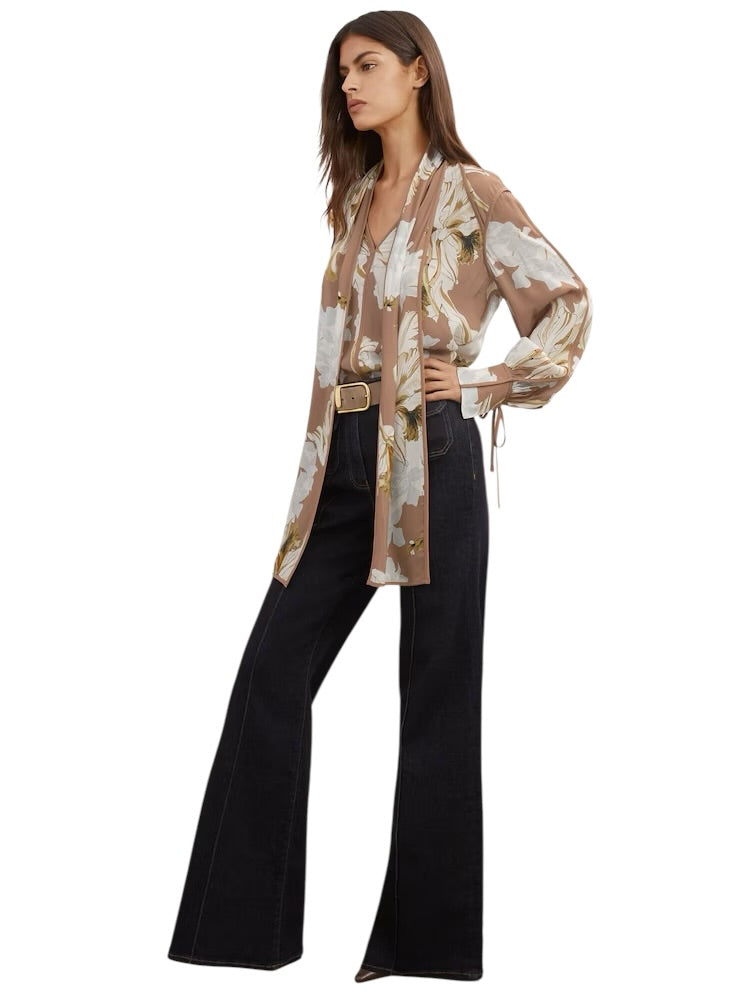 Μπλούζα με floral print και δετό λαιμό MAGGIE
