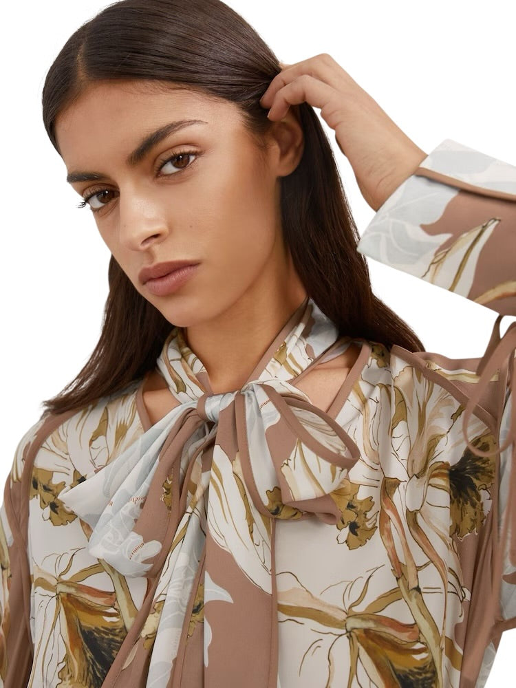 Μπλούζα με floral print και δετό λαιμό MAGGIE