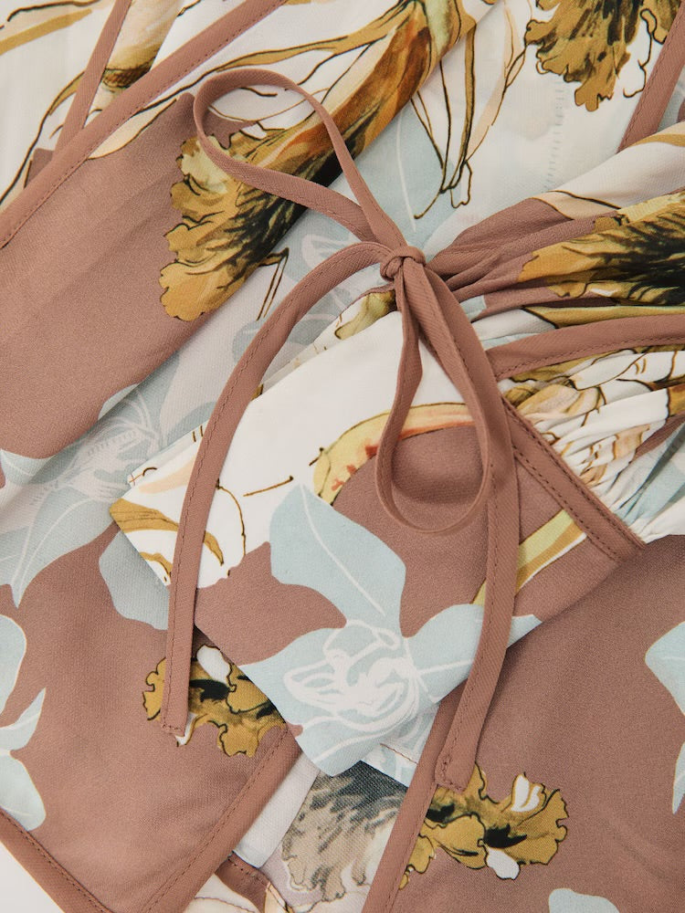 Μπλούζα με floral print και δετό λαιμό MAGGIE