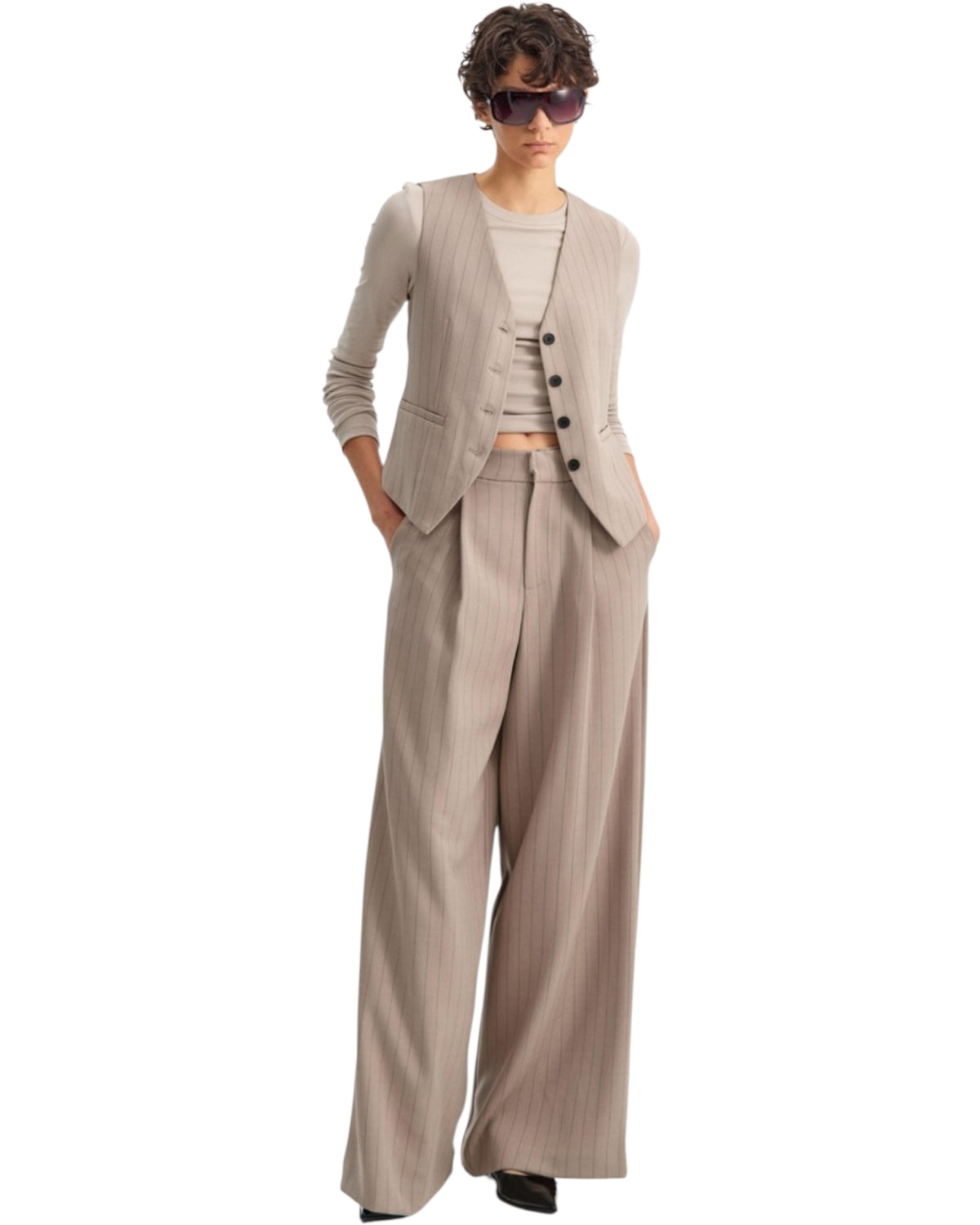 Παντελόνι wide leg ριγέ