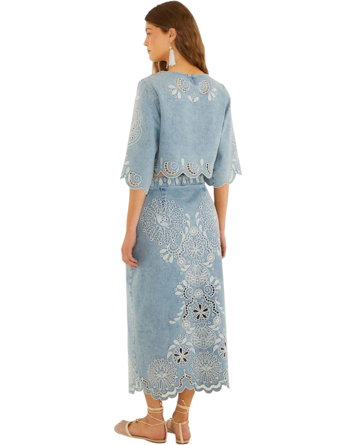 Midi φούστα με κυματιστό τελείωμα DENIM RICHELIEUX MIDI