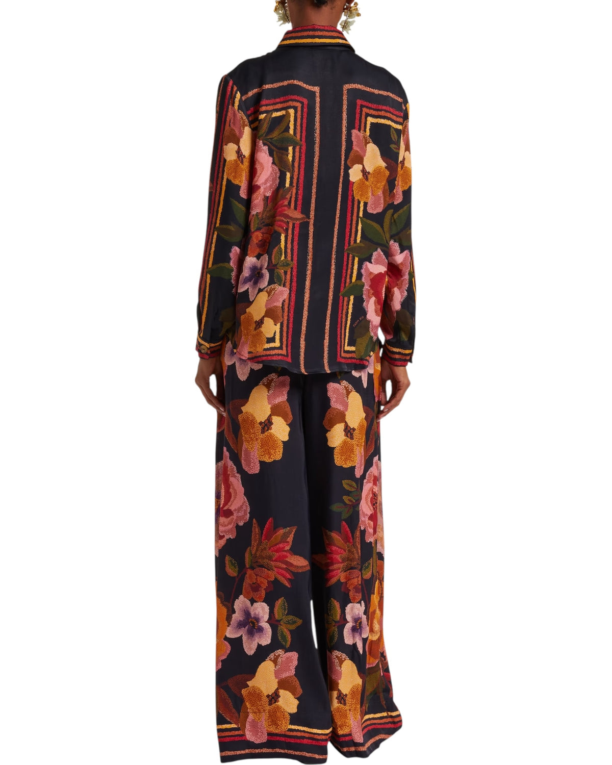 Μαύρο πουκάμισο από βισκόζη με λουλούδια