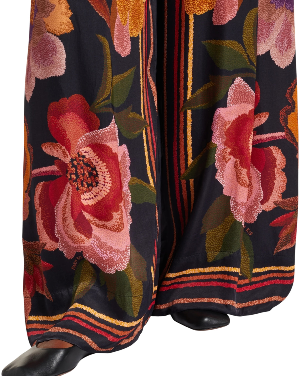 Ψηλόμεσο παντελόνι με φλοράλ στάμπα και φαρδιά μπατζάκια