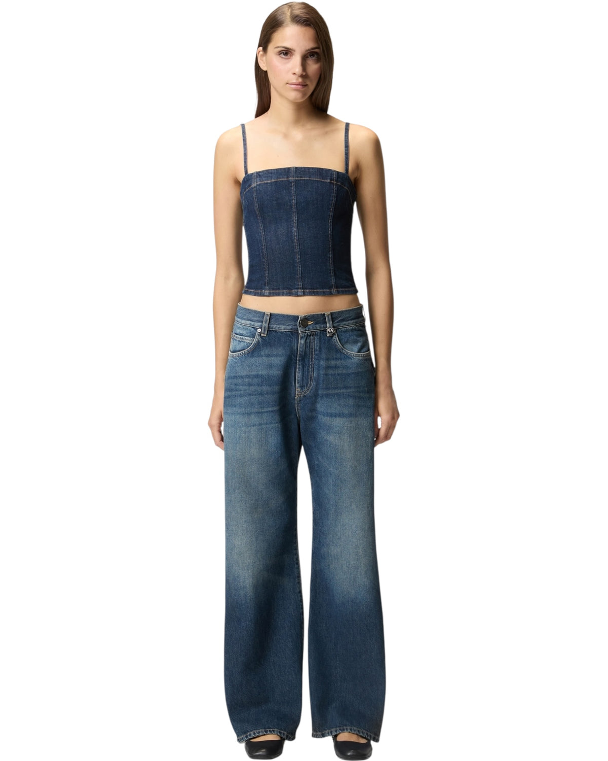Τζιν wide-leg από μαλακό denim WANDA
