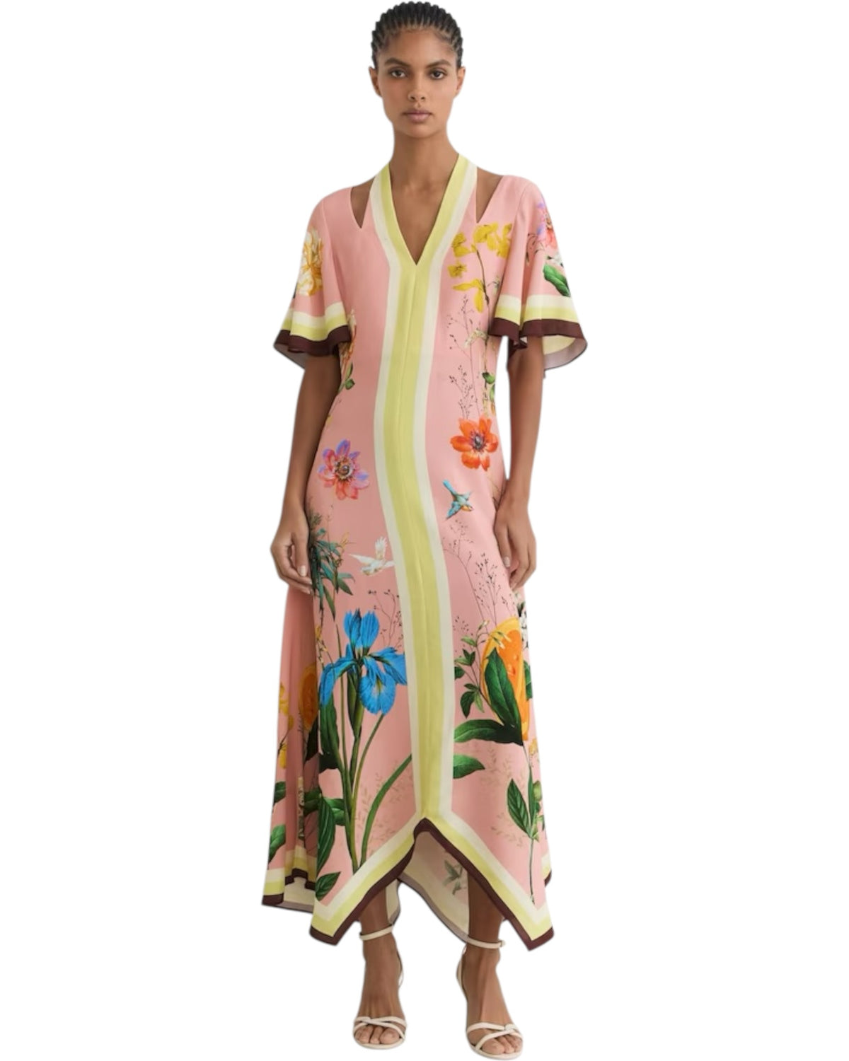 Φόρεμα midi με φλοράλ print και cut-out FLOSSY