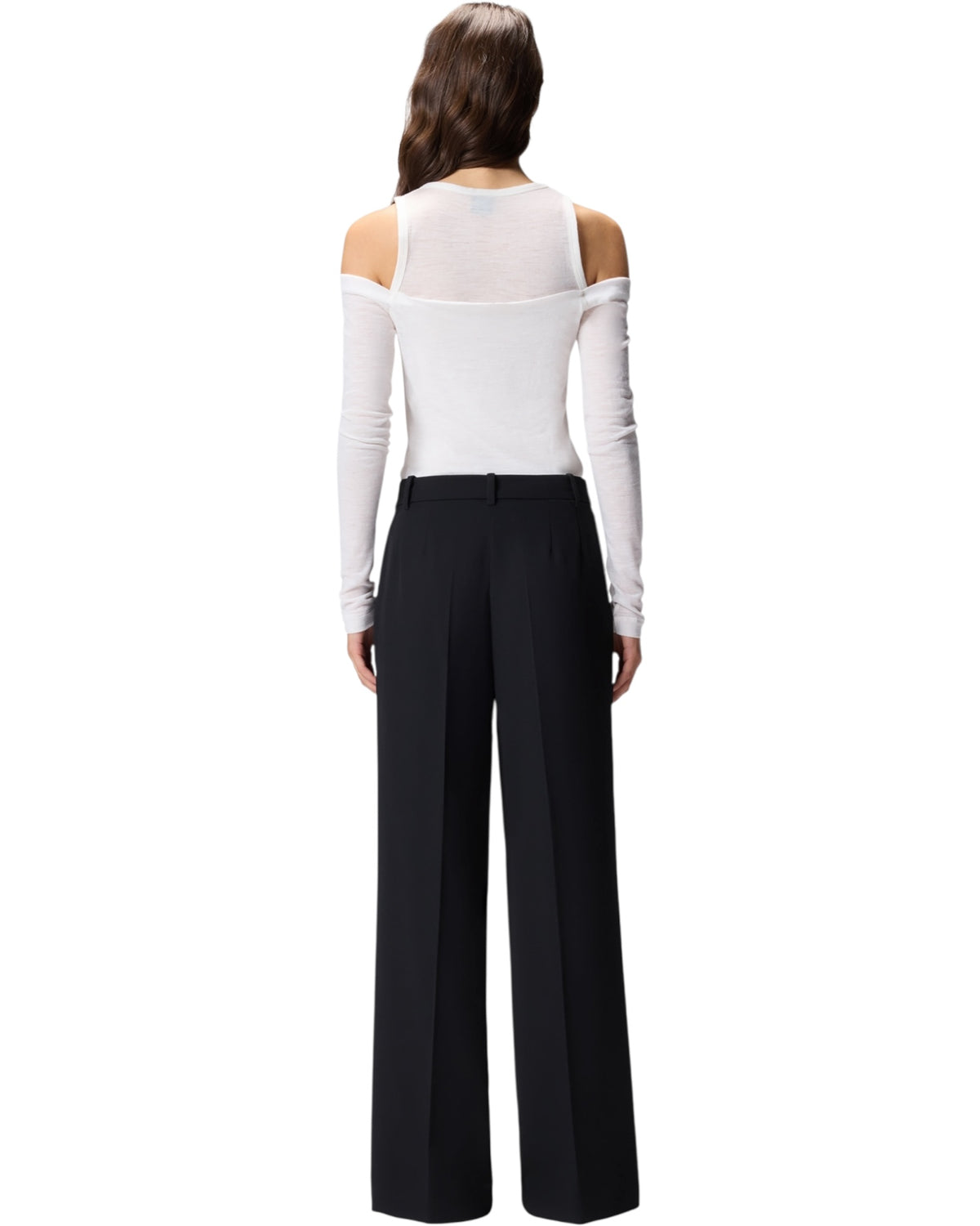 Παντελόνι palazzo με ψηλή μέση από ριχτό ύφασμα RISO