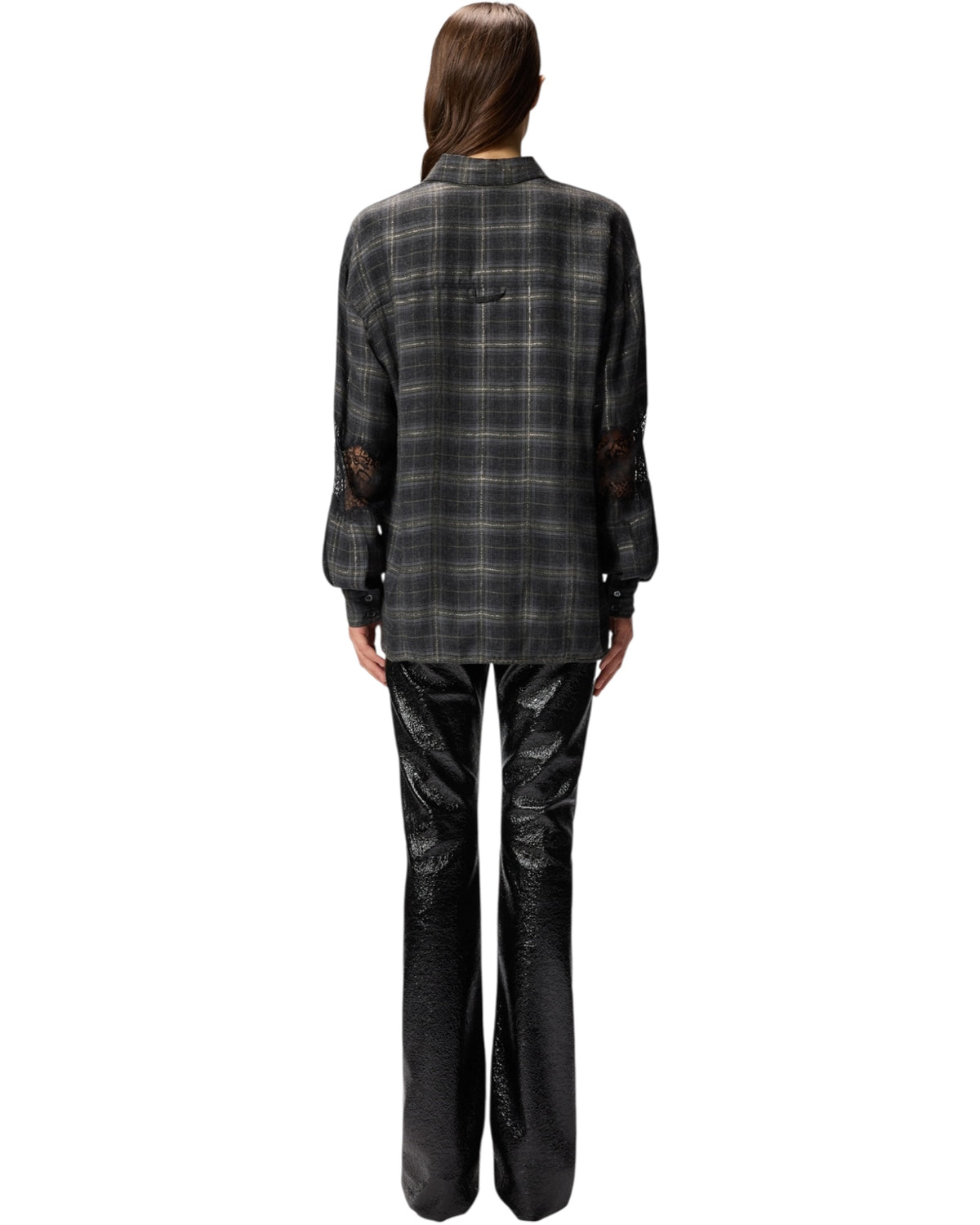 Καρό πουκάμισο με δαντέλα REINA