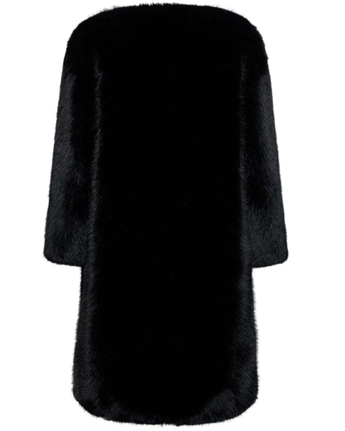 Μακρύ μαύρο παλτό από ψεύτικη γούνα ANAITZ