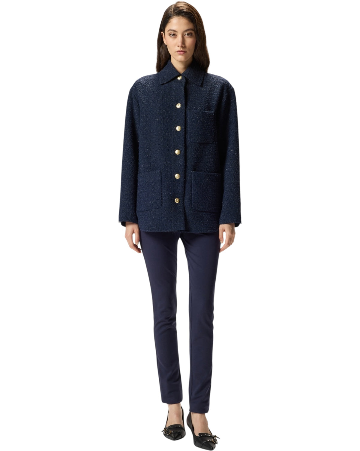 Oversized τουίντ μπουφάν με σχέδια GHIACCIOLO