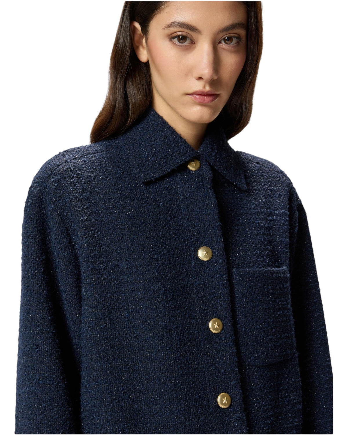 Oversized τουίντ μπουφάν με σχέδια GHIACCIOLO