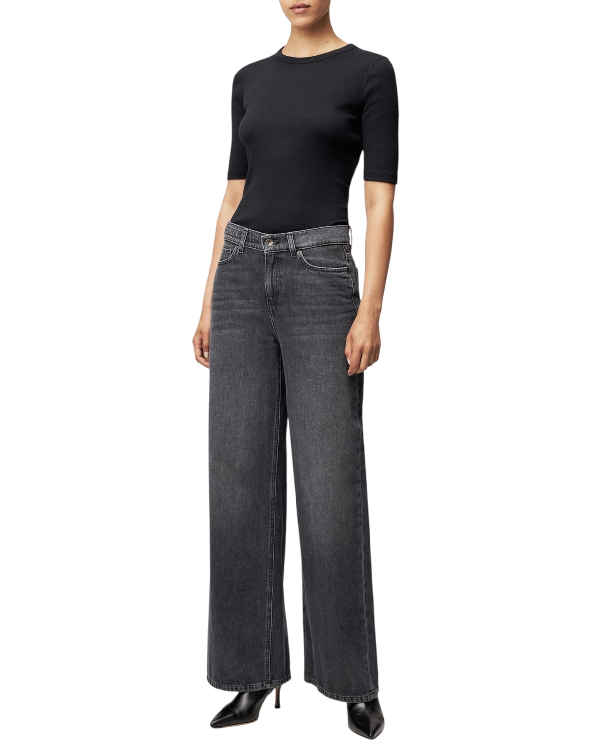 Mid-waist jeans σε γκρι denim FLUNG