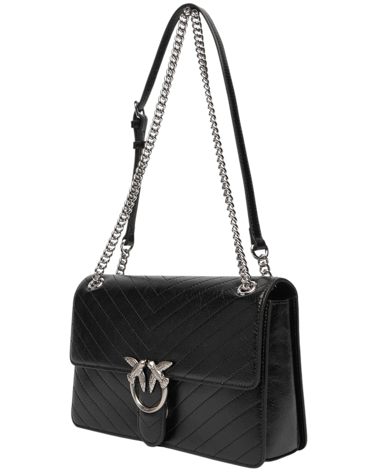 Τσάντα Ώμου Love One Light Classic Δερμάτινη Μαύρη