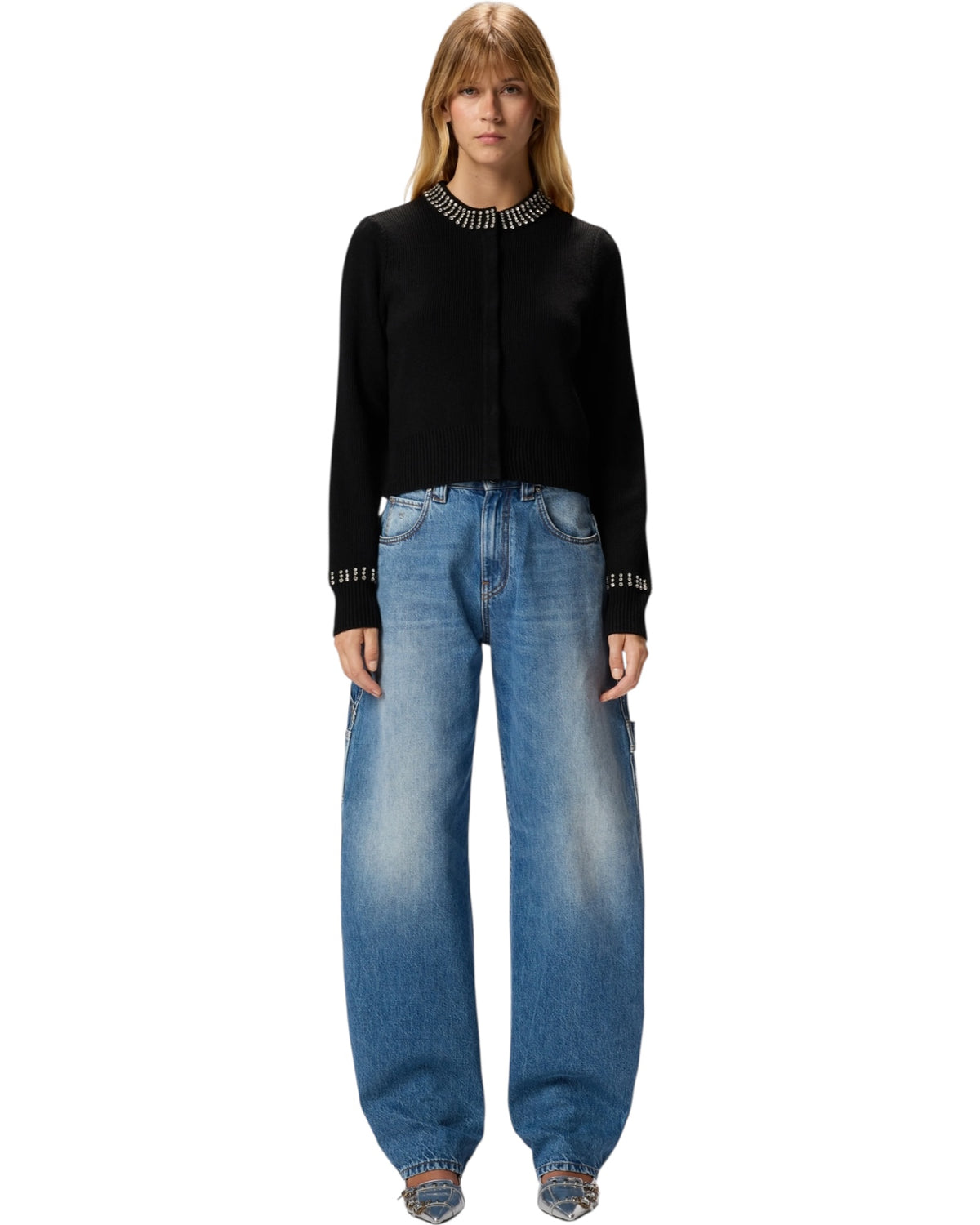 Ζακέτα με λαιμόκοψη και στρας SPEZZINO