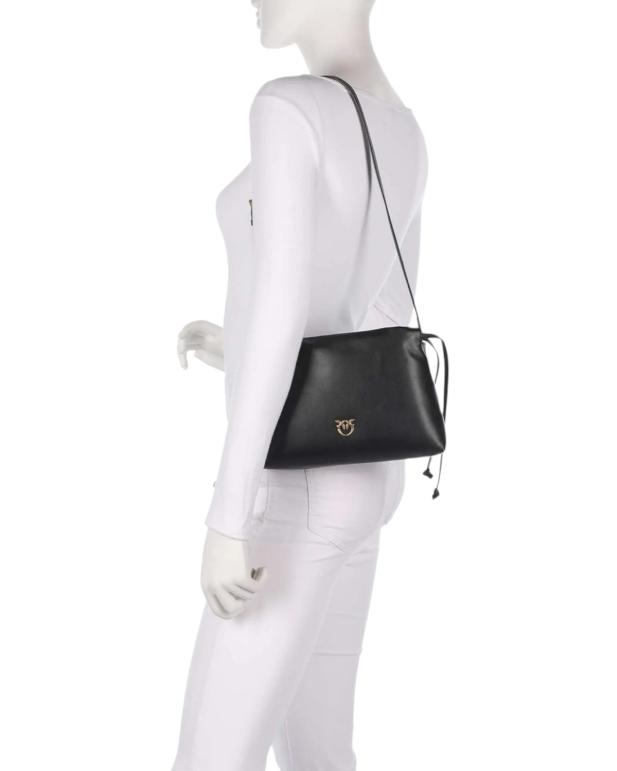 Μικρή δερμάτινη τσάντα ώμου με κορδόνι