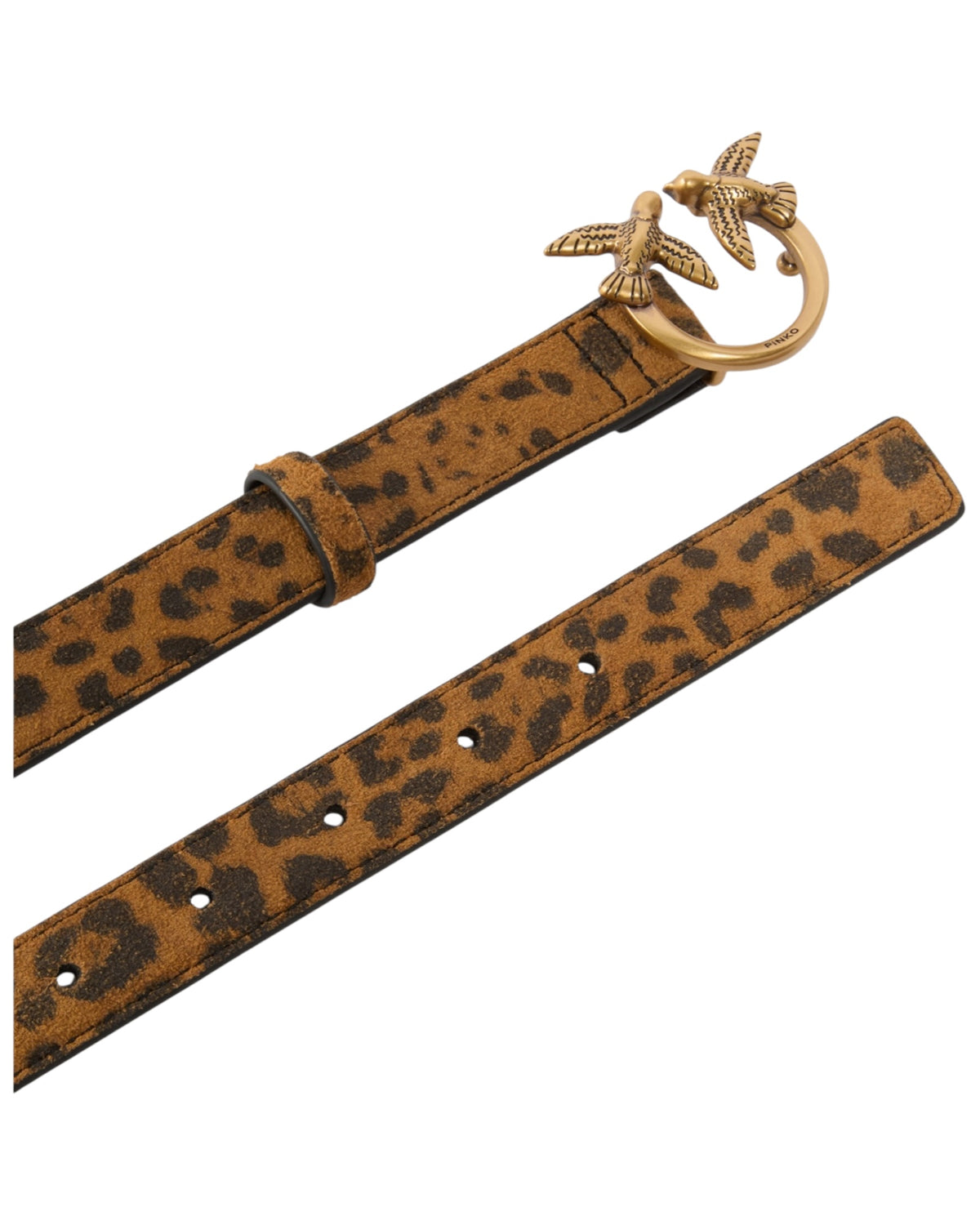 Ζώνη με λεοπάρ μοτίβο και αγκράφα Love Birds Η2