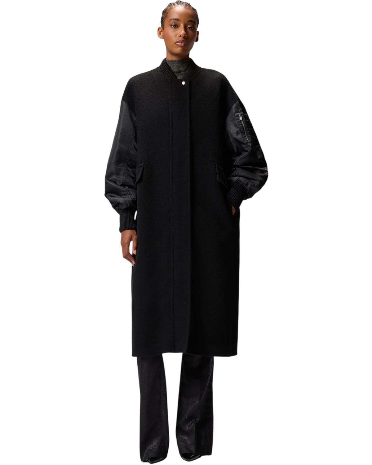 Μακρύ σατέν και υφασμάτινο παλτό MAPUR