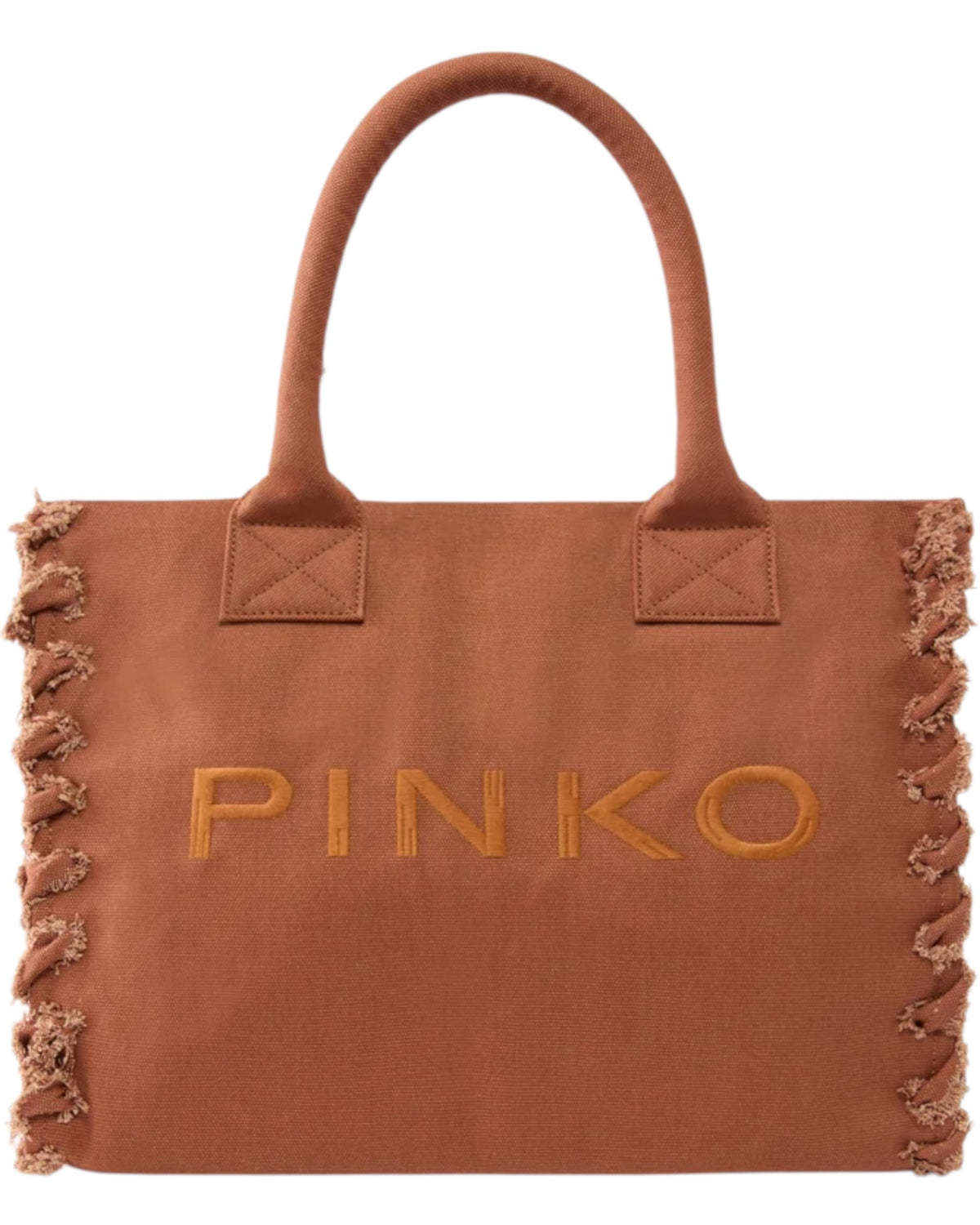 Τσάντα shopper με λογότυπο και λεπτομέρειες με ξέφτια BEACH SHOPPER CANVAS