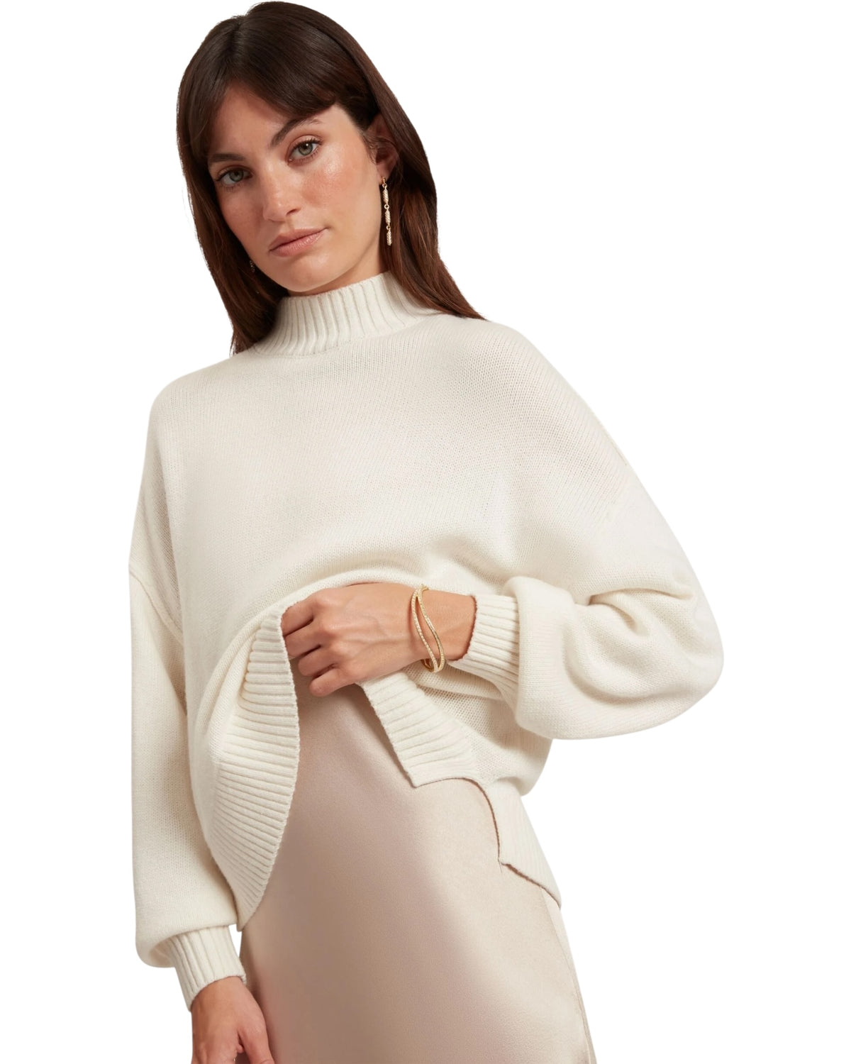 Σατέν slip dress 2 σε 1 με πλεκτό πουλόβερ HARISA