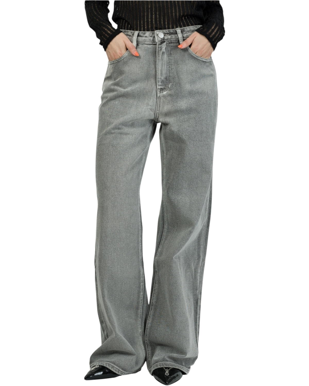 Γκρι τζιν wide leg