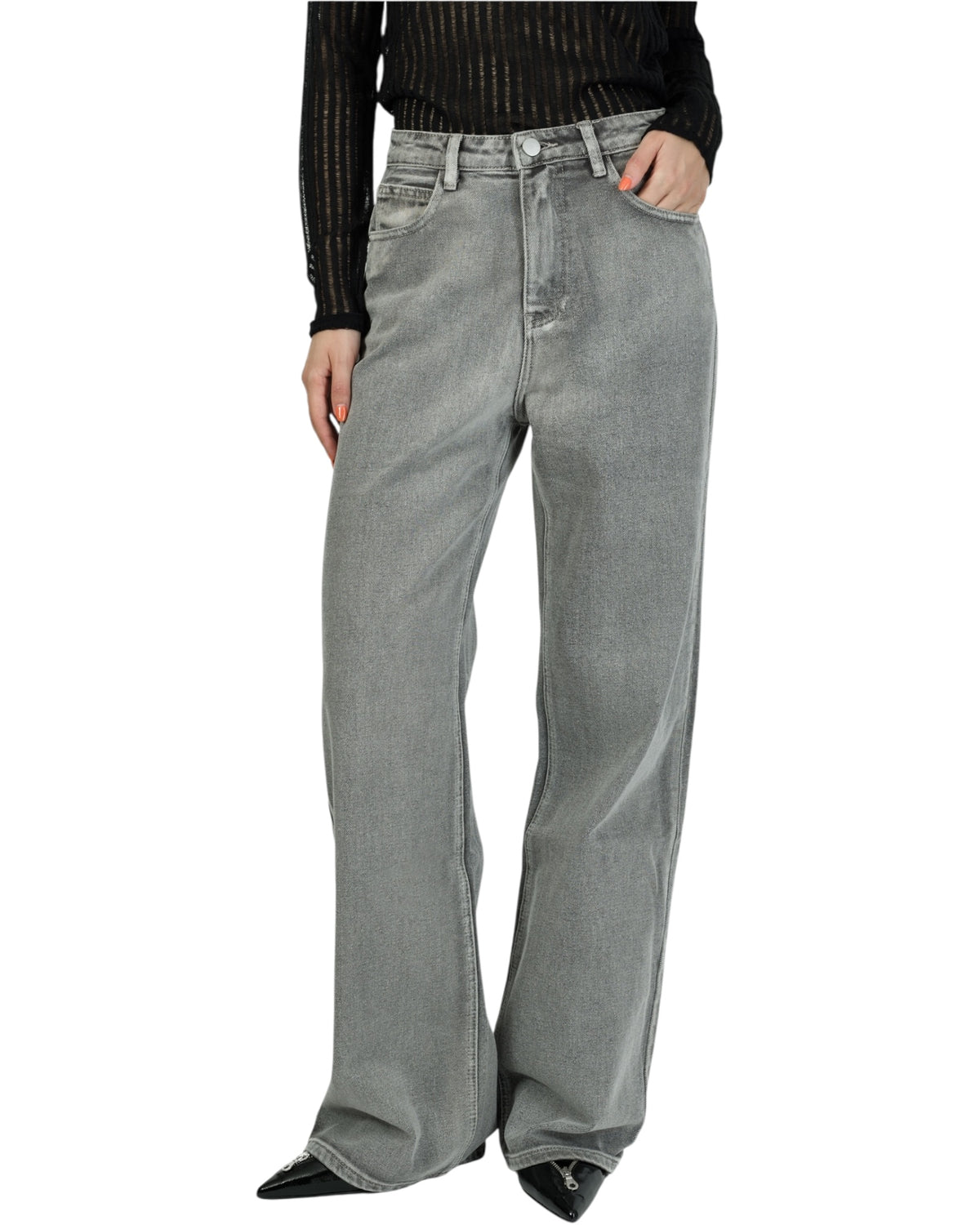 Γκρι τζιν wide leg