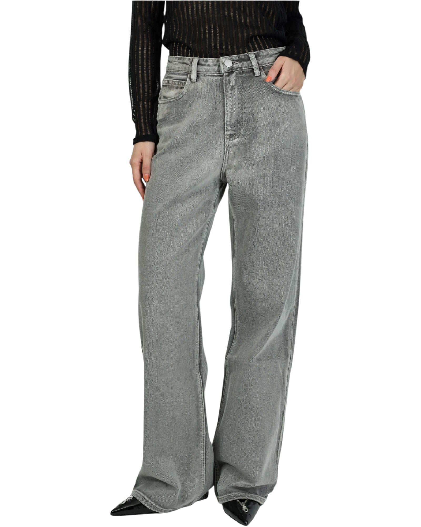 Γκρι τζιν wide leg