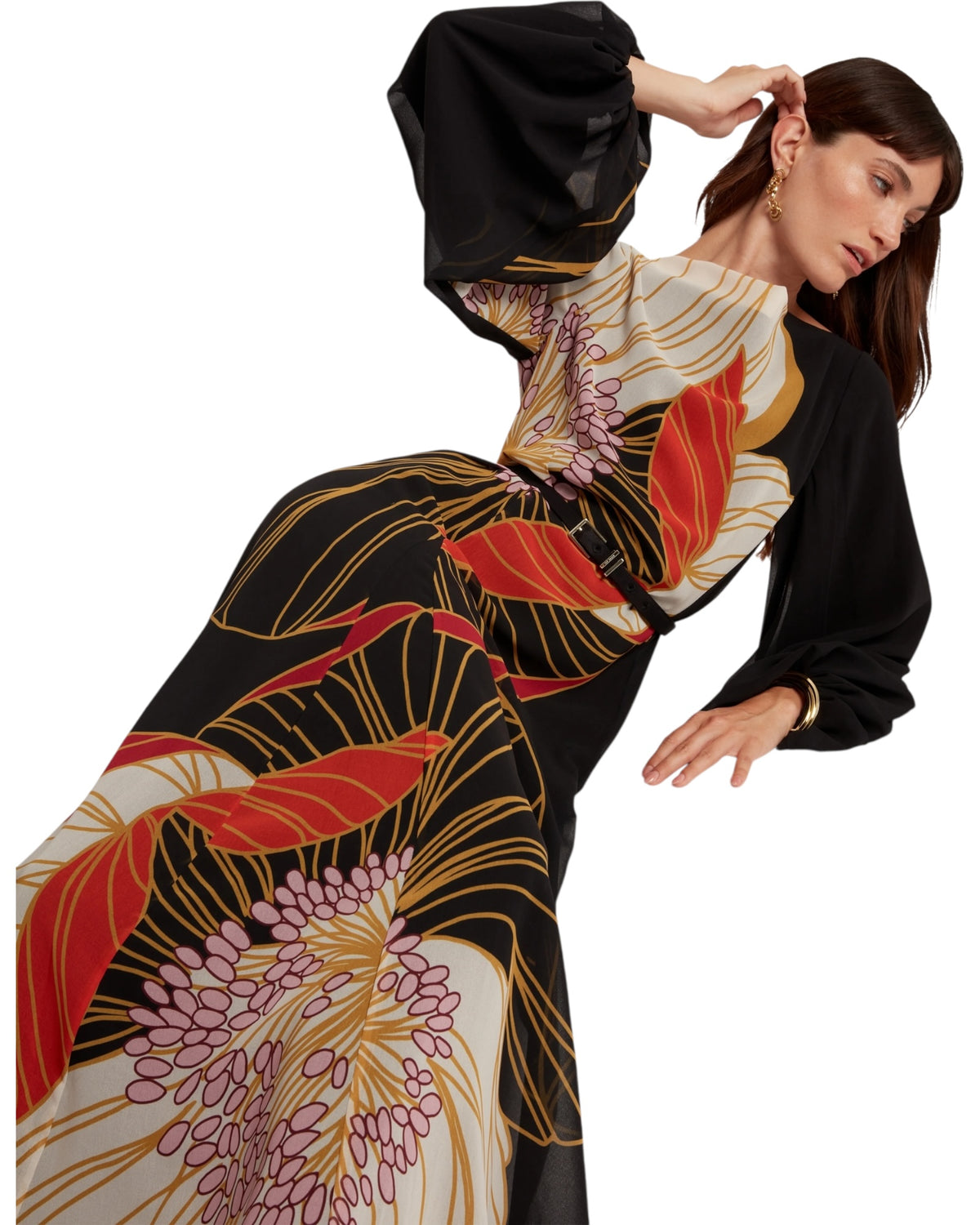 Maxi φόρεμα με μακριά μανίκια CAMMELI