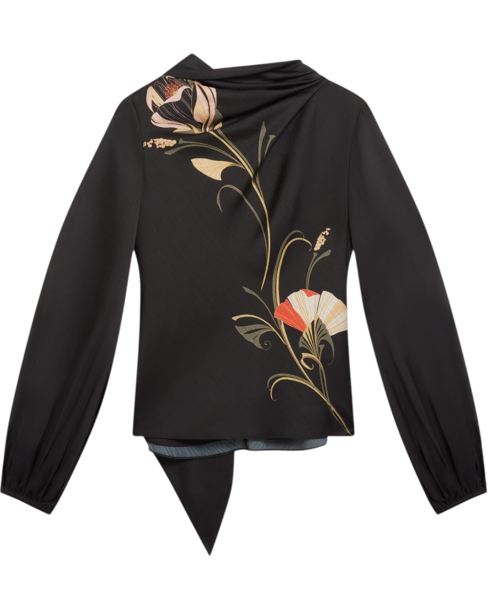 Μπλούζα με μακριά μανίκια και δέσιμο στο λαιμό ORTUGA