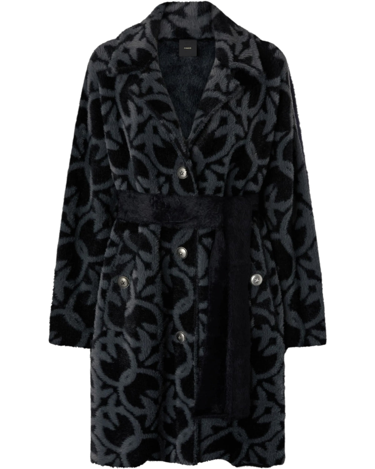 Παλτό με βελούδινο εφέ ζακάρ και ζώνη ZANTE