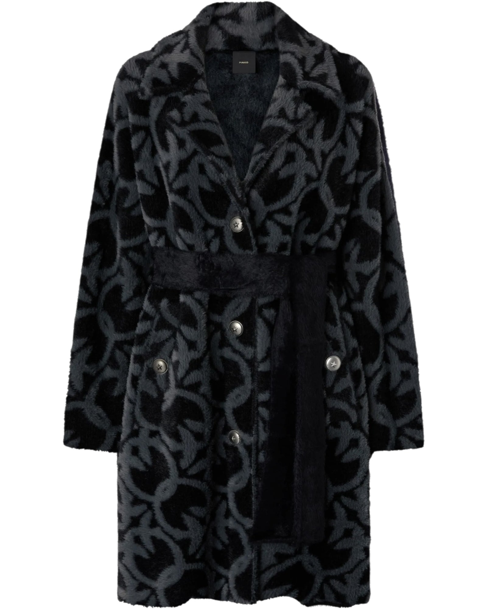 Παλτό με βελούδινο εφέ ζακάρ και ζώνη ZANTE