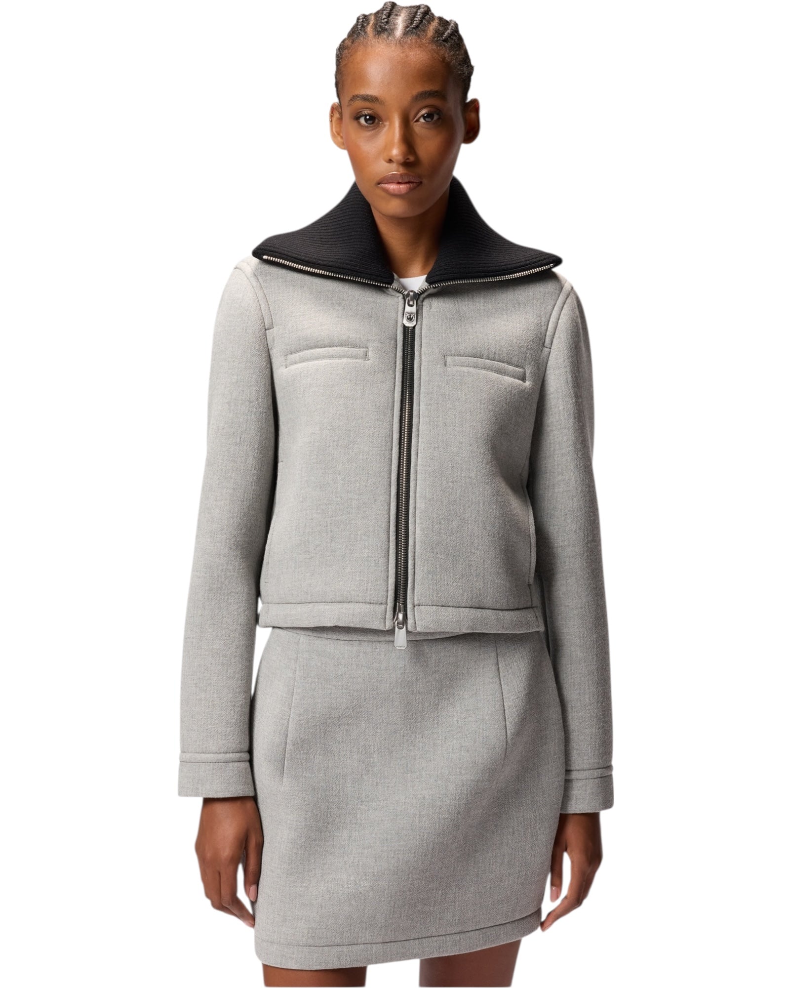 Εφαρμοστή ζακέτα με πλεκτό γιακά NAHIA