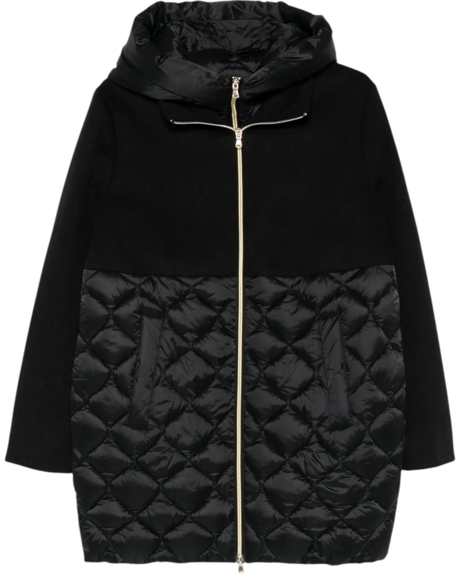 Παλτό Amore με καπιτονέ πάνελ και κουκούλα