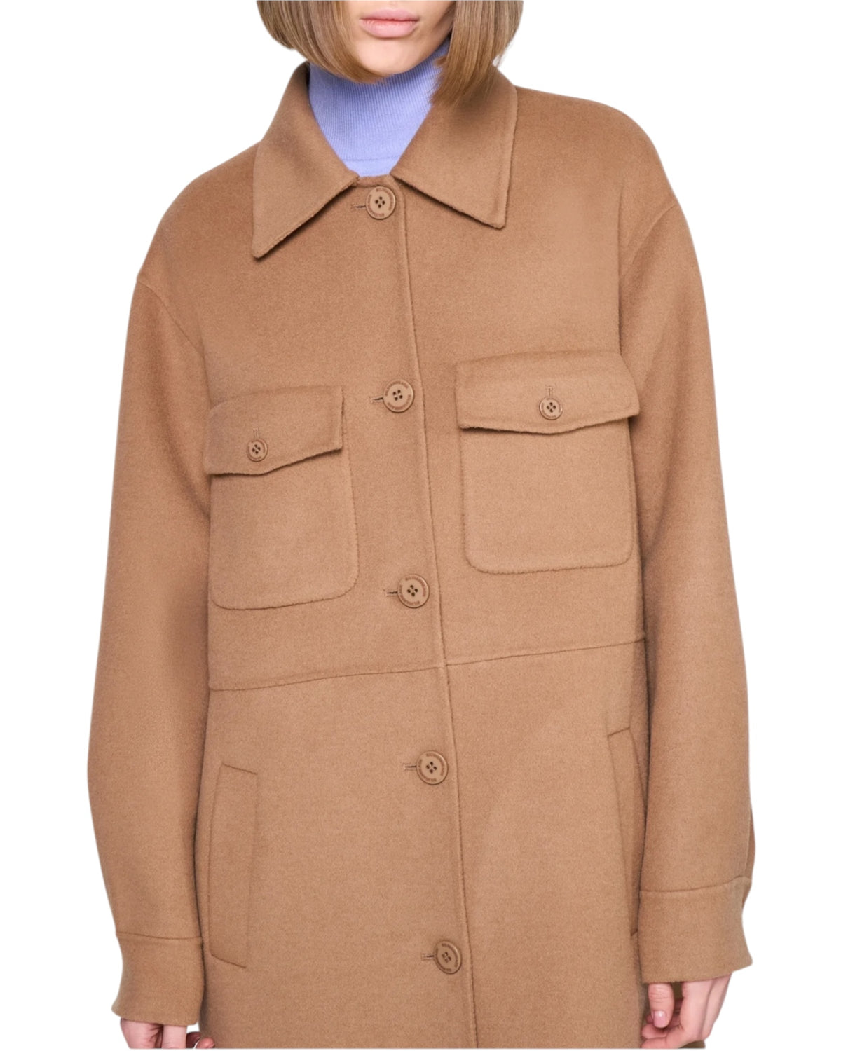 Παλτό στυλ πουκάμισο μακρύ με κουμπιά