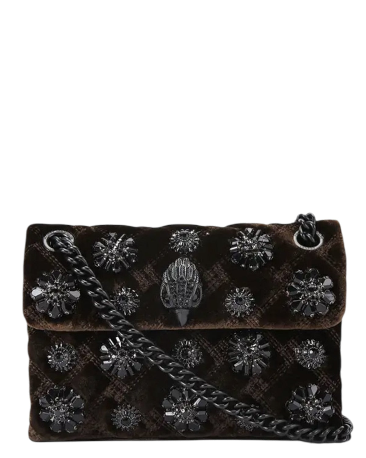 Τσάντα crossbody με κρυστάλλινα διακοσμητικά VELVET MINI KENSINGTON