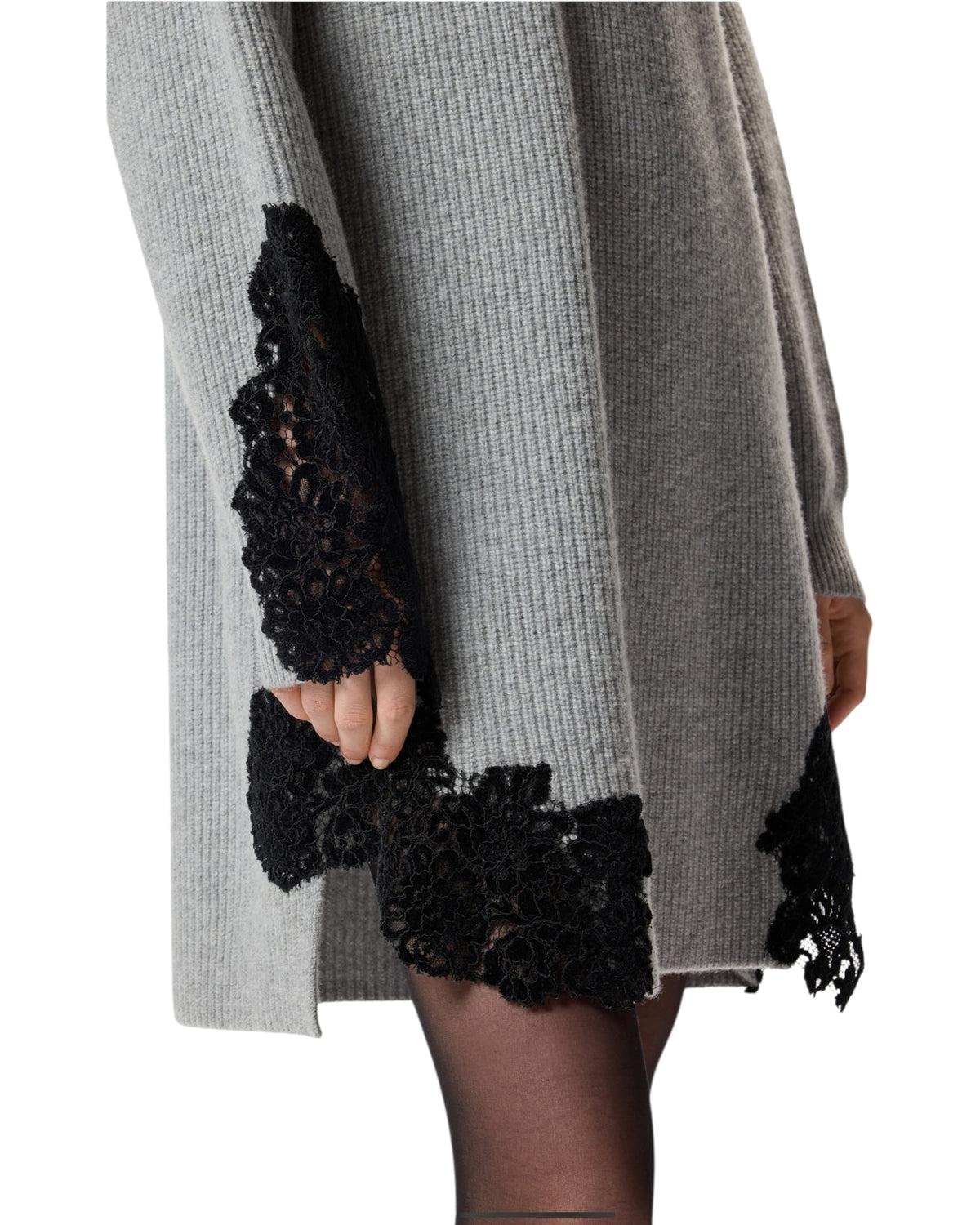 Mini πλεκτό φόρεμα με δαντέλα VALLEDAOSTA