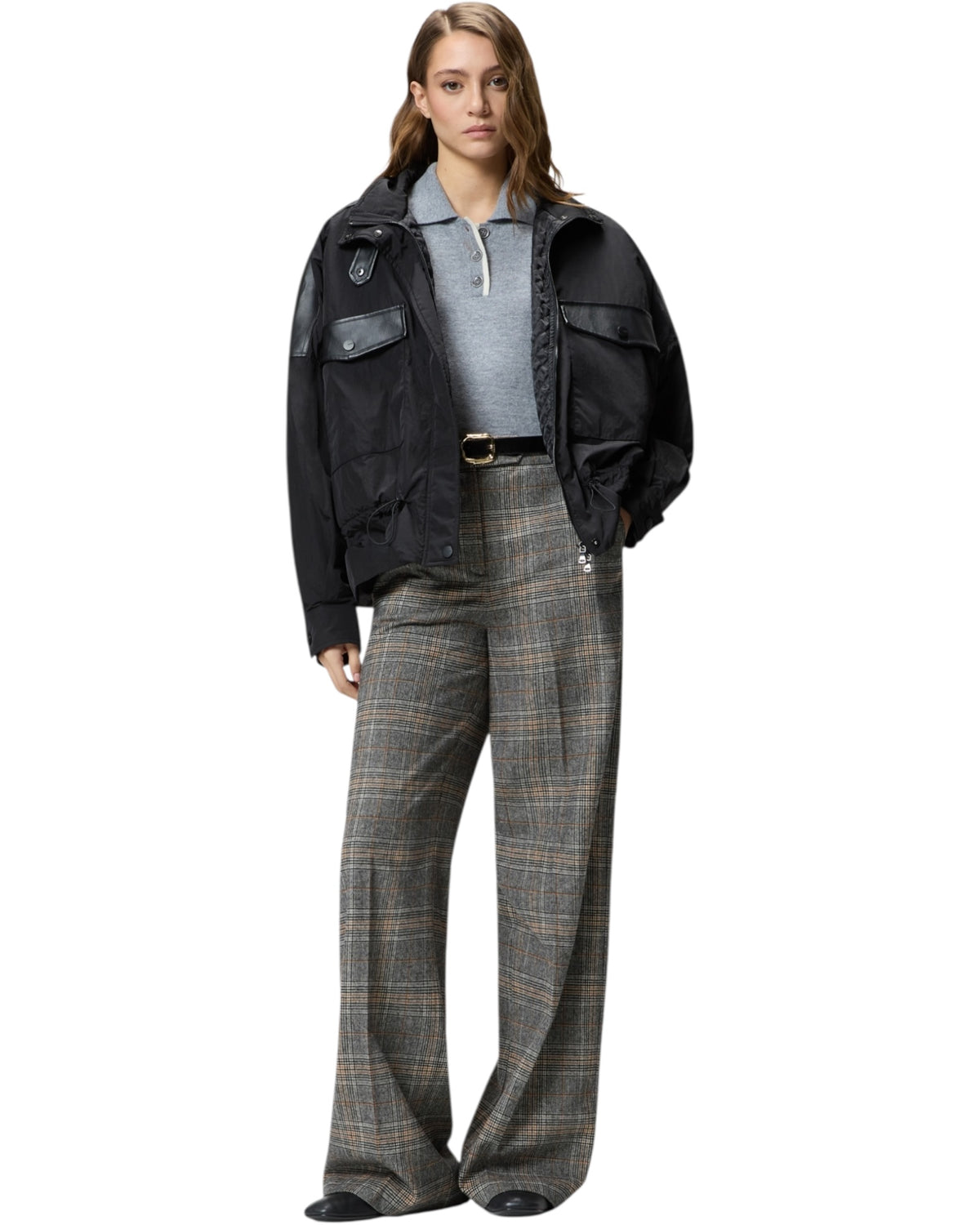 Φαρδύ παντελόνι με καρό μοτίβο BLANCA