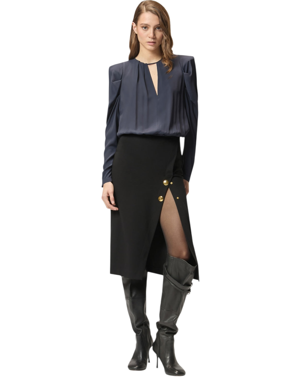 Μεσάτο φόρεμα από δύο διαφορετικά υφάσματα OMELETTE