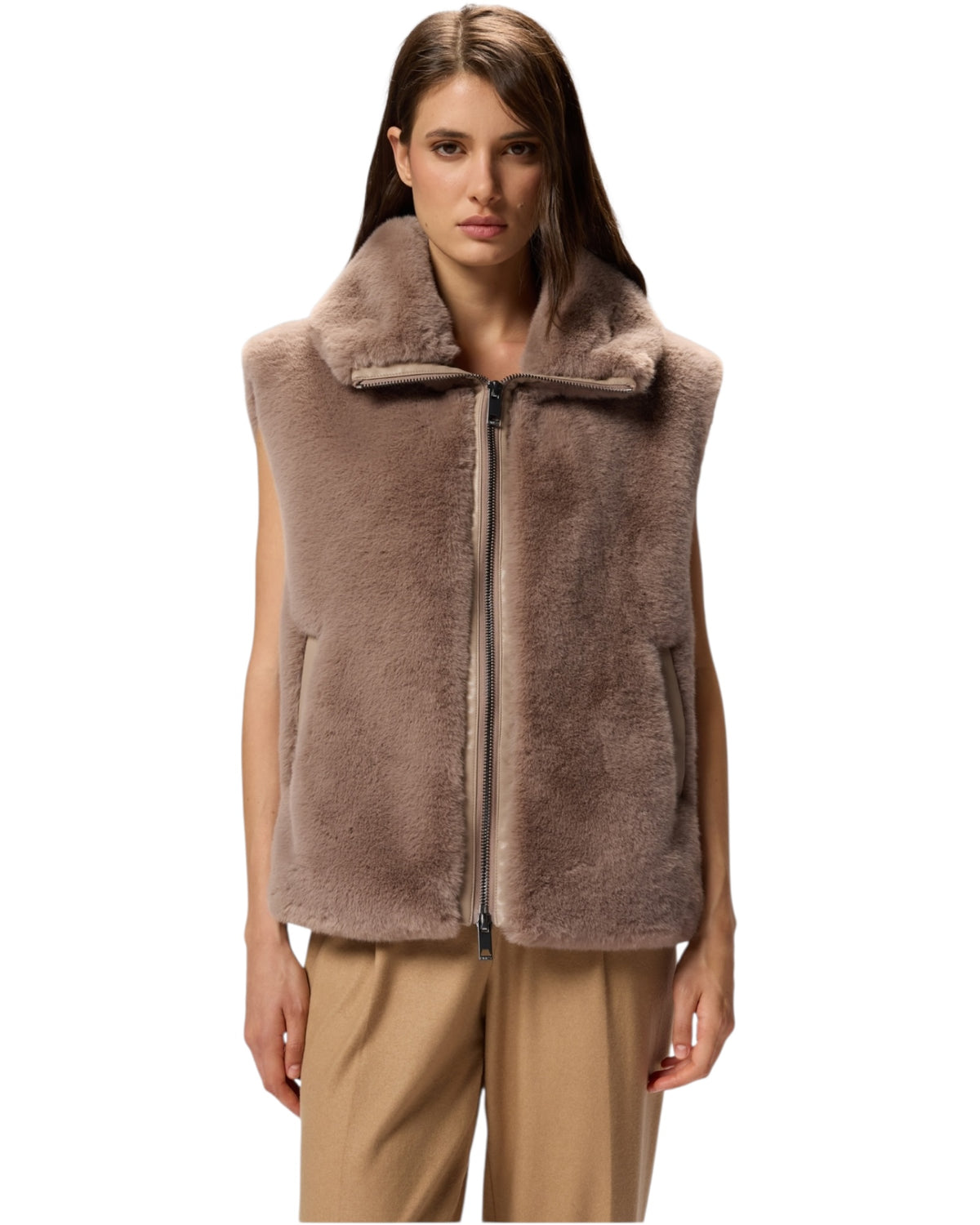 Γιλέκο από συνθετική γούνα με φερμουάρ DEYN