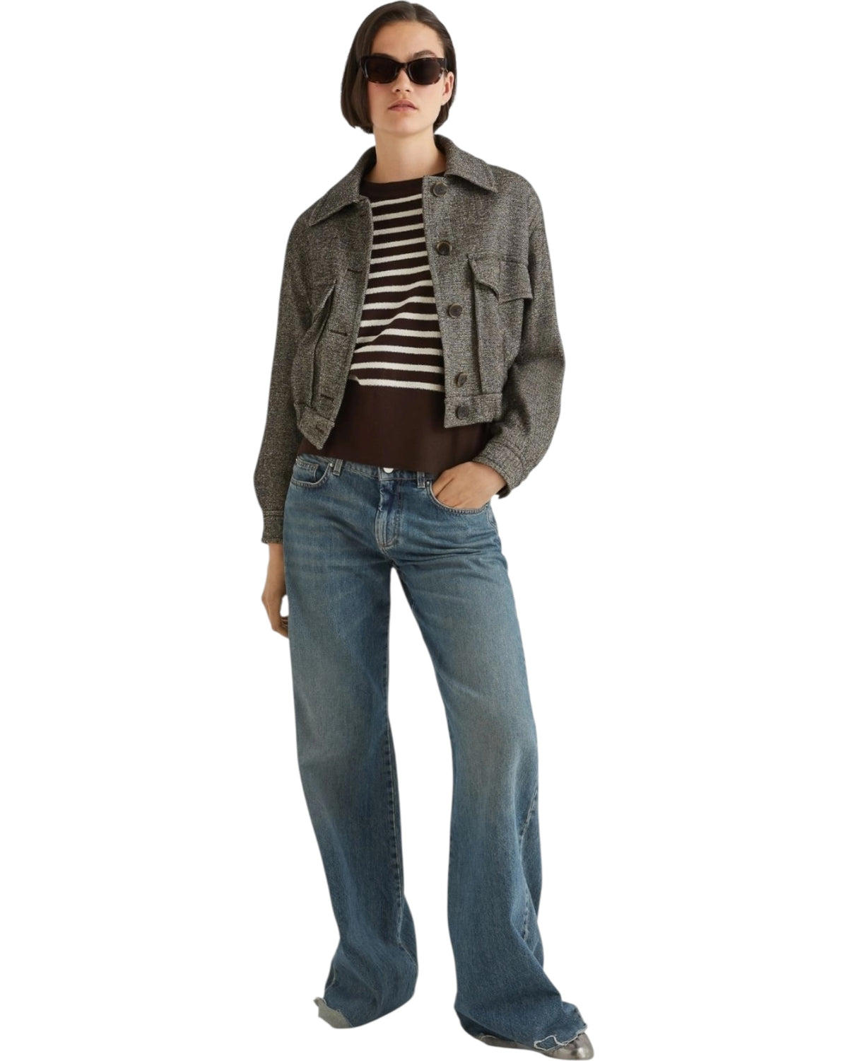 Ριγέ μπουκλέ πουλόβερ TEXAS