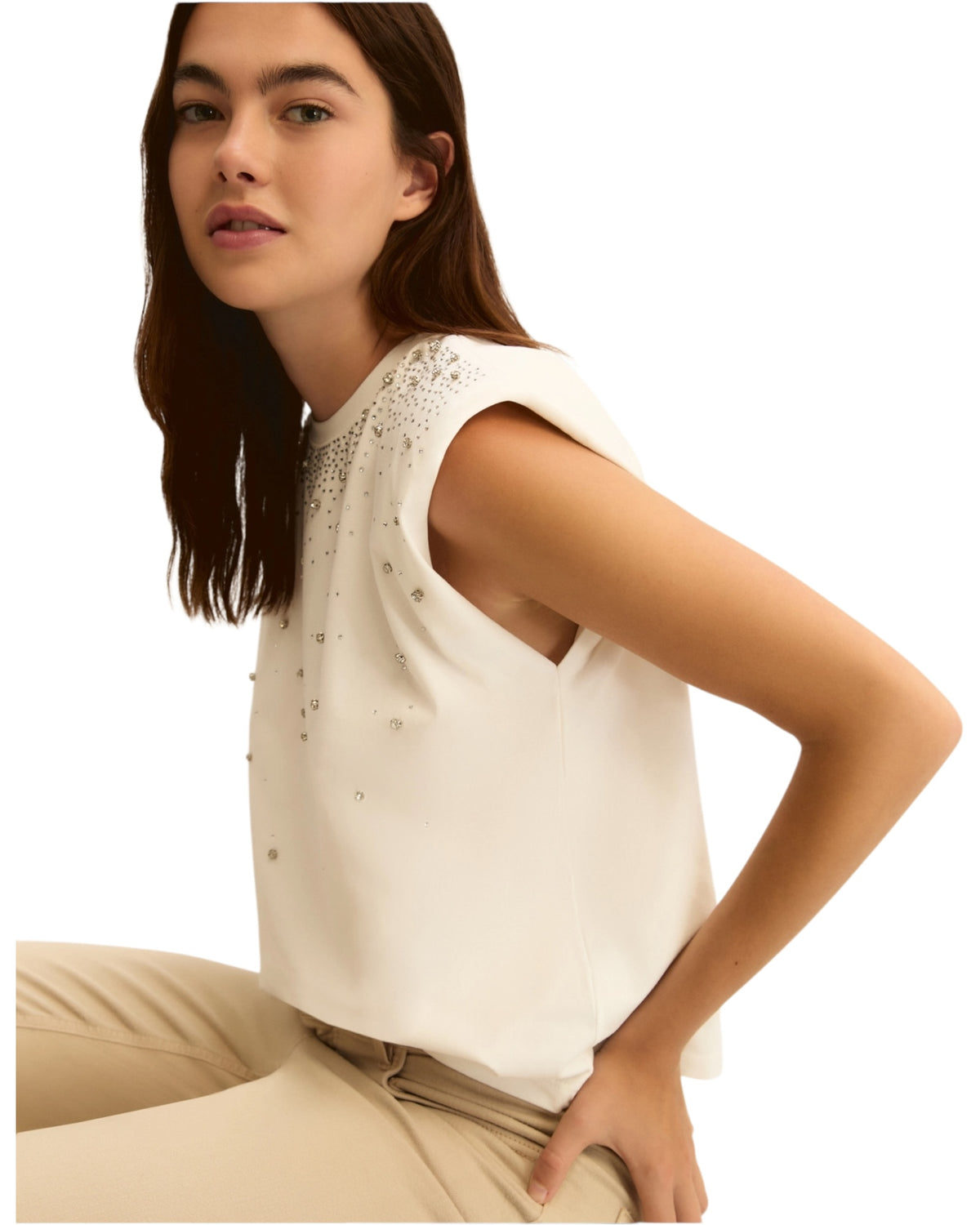 Αμάνικο μπλουζάκι με κρυστάλλους EMMUTOPIA