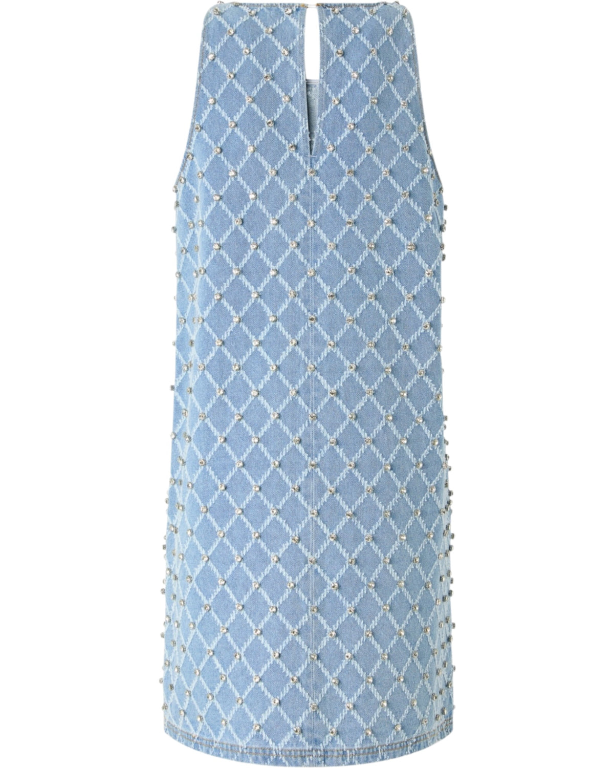 Κοντό τζιν φόρεμα με μοτίβο διαμαντιών και στρας AMORINO