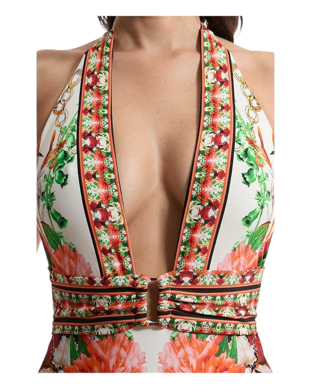 Ολόσωμο μαγιό με floral print  MIRROR FLORAL PRINT PLUNGE SWIMSUIT