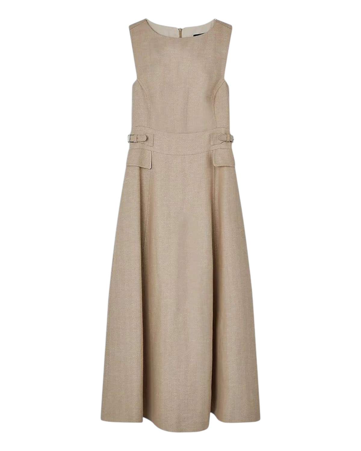 Φόρεμα Midi από λινό υψηλής ποιότητας με λεπτομέρεια στη μέση