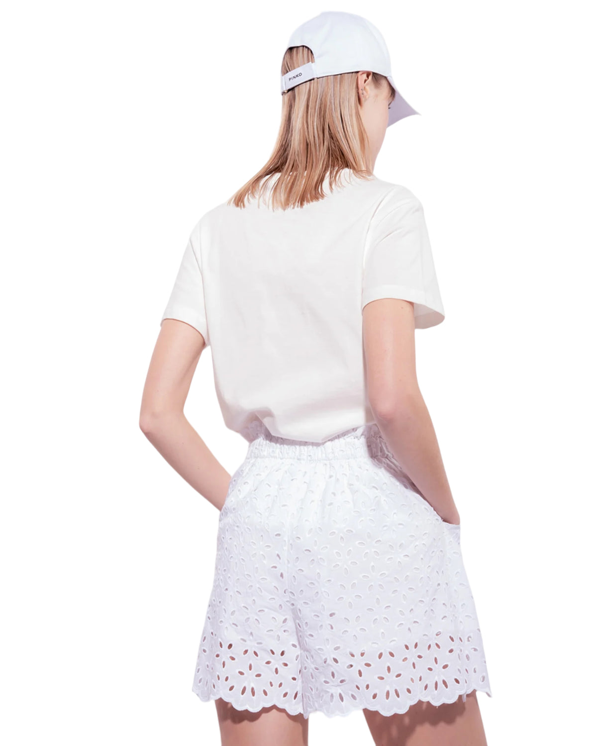 Σορτς ψηλόμεσο με σχέδιο broderie anglaise SOLARE