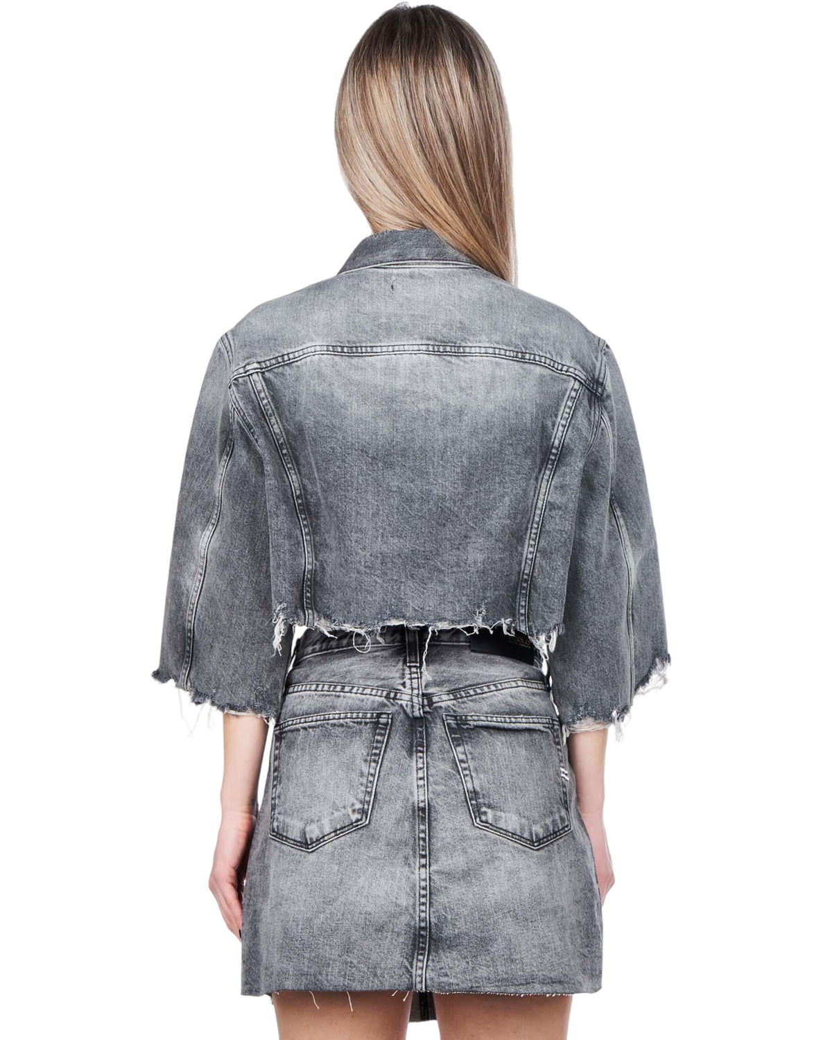 Jacket cropped τζιν με studs