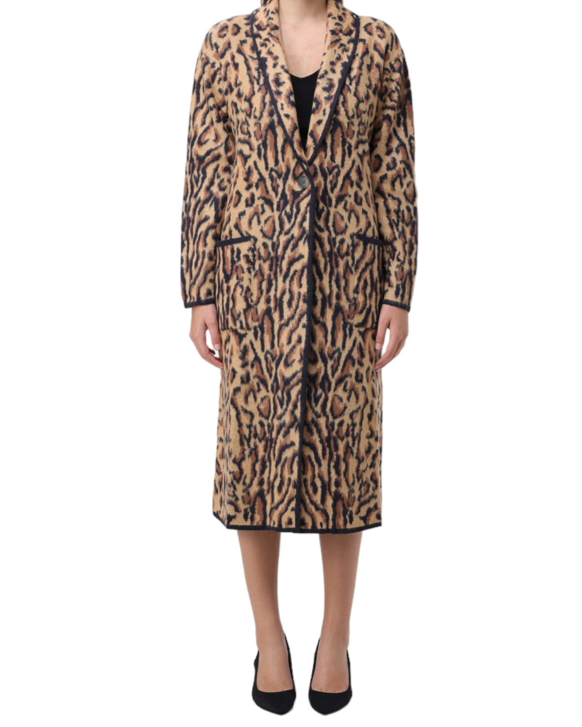 Παλτό Midi με animal print