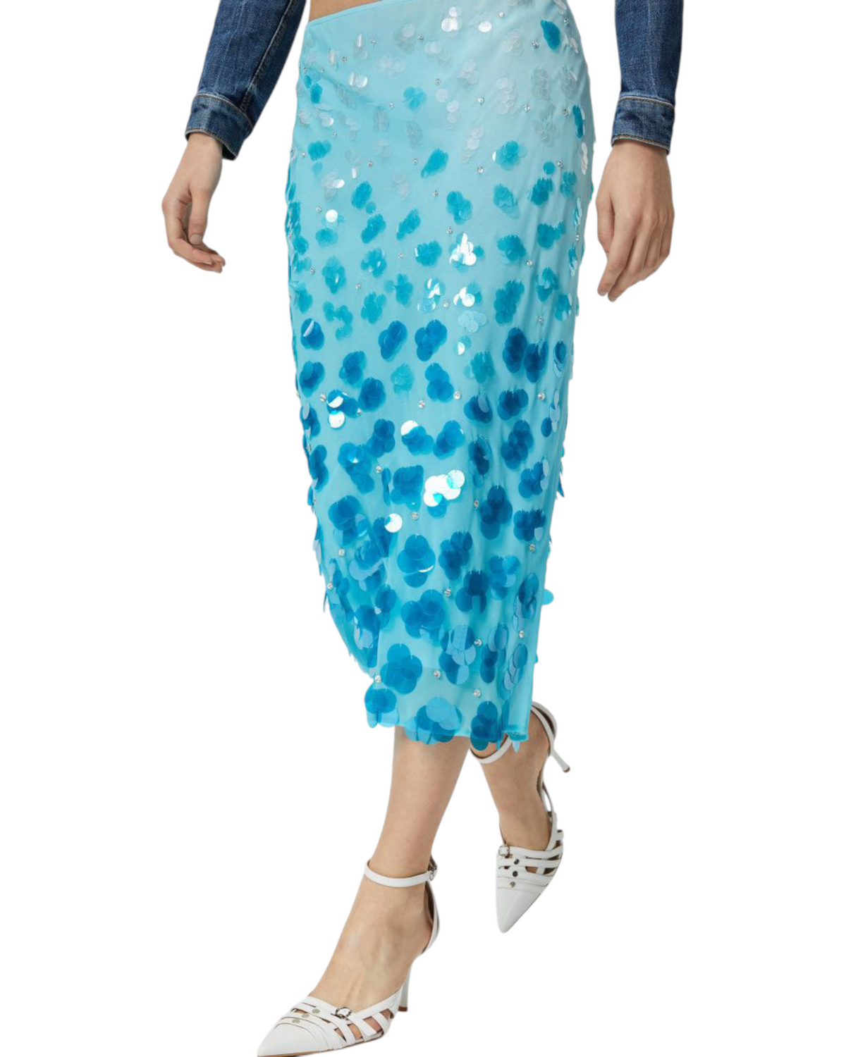 Midi φούστα με πούλιες και στρας PAVESE